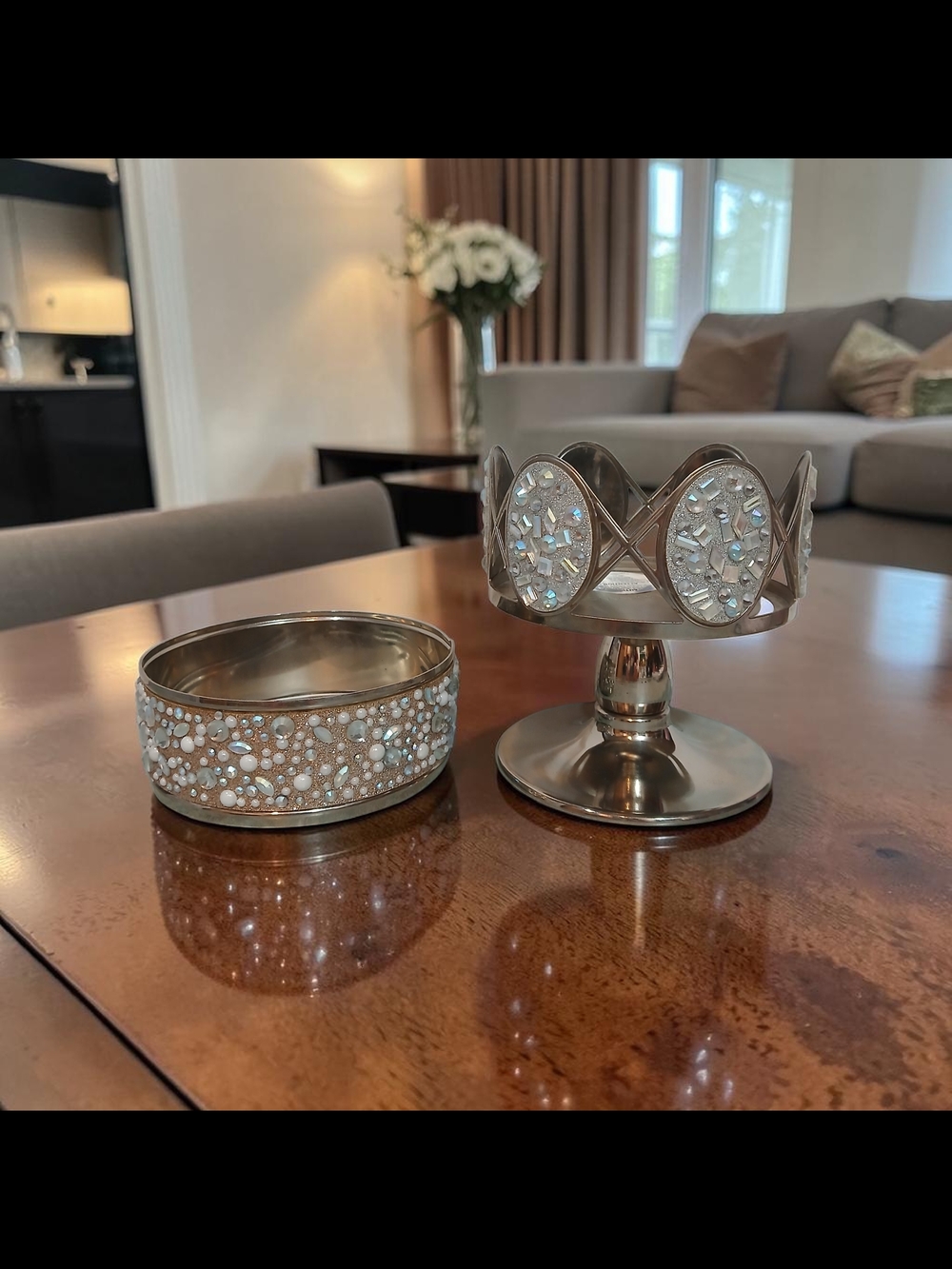 Bath & Body Works Silver Mosaic Accent Candle Holders